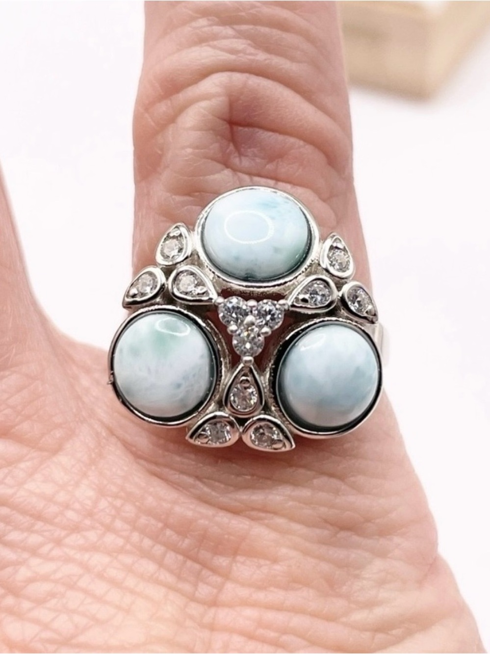 Size 6 Sterling Silver Larimar 925 Sterling Silver Ring
